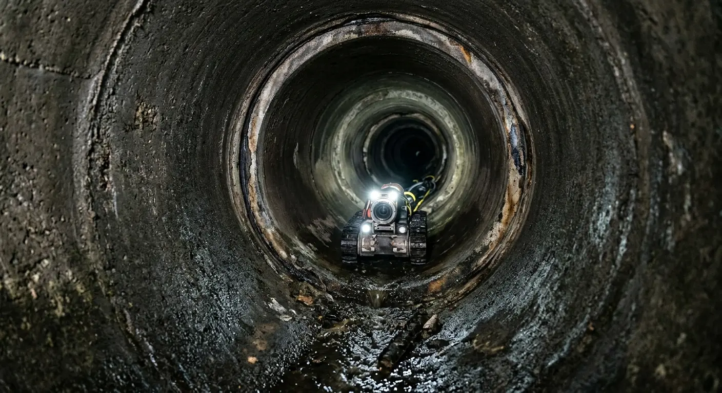 Robotic sewer camera inspecting pipe interior for Drain Snake Service in Brockton
